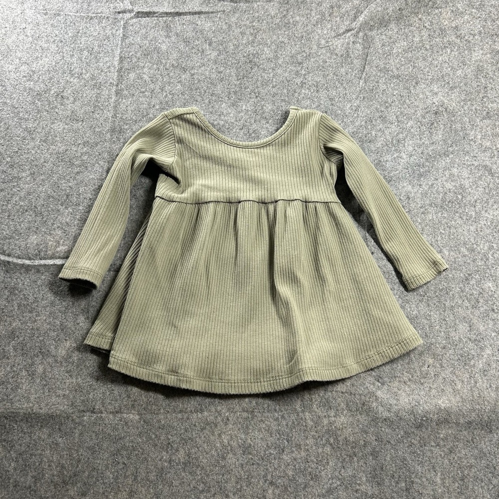 Quincy Mae Dress Girls 6-12 Mo Ribbed Green Peplum Organic Cotton